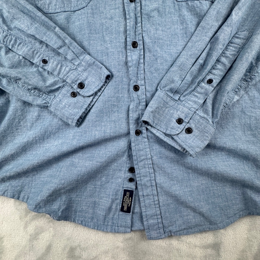 US Polo Assn Embroidered Logo Mens Long Sleeve Chambray Button Up Shirt Blue 3XL - Picture 9 of 9
